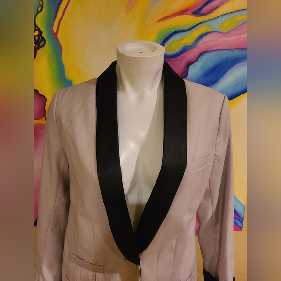 H&M Khaki and Black Tuxedo Jacket Women's Size 4 NWT - Picture 2 of 5